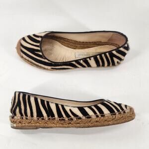 Paloma Barcelo Calf Hair Espadrille Size 7 Zebra Luxe Beach Resort Ballet Flats